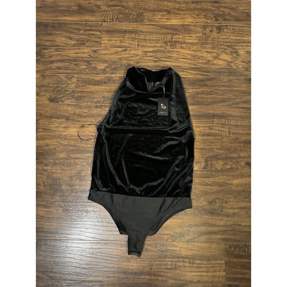 Sincerely Jules Black Velvet High Neck Bodysuit